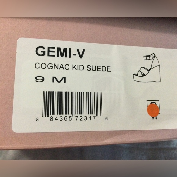 Lisa Vicky Gemi Cognac Kid Suede Platform Espadrille Wedges Size 9M - Picture 12 of 12